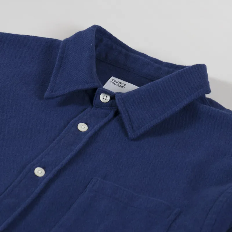 Colorful Standard Organic Flannel Shirt Marine Blue-4