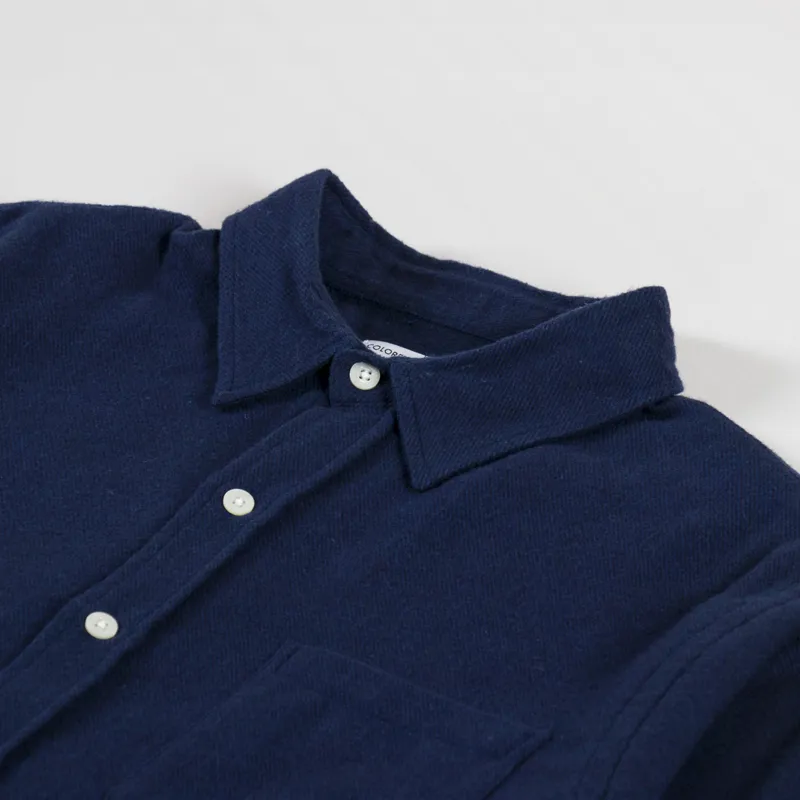 Colorful Standard Organic Flannel Shirt Navy Blue-4