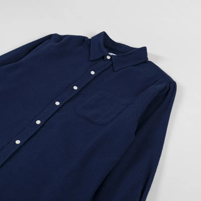 Colorful Standard Organic Flannel Shirt Navy Blue-2