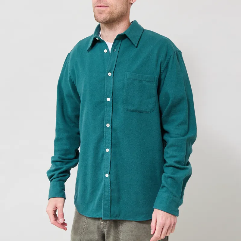 Colorful Standard Organic Flannel Shirt Ocean Green-1