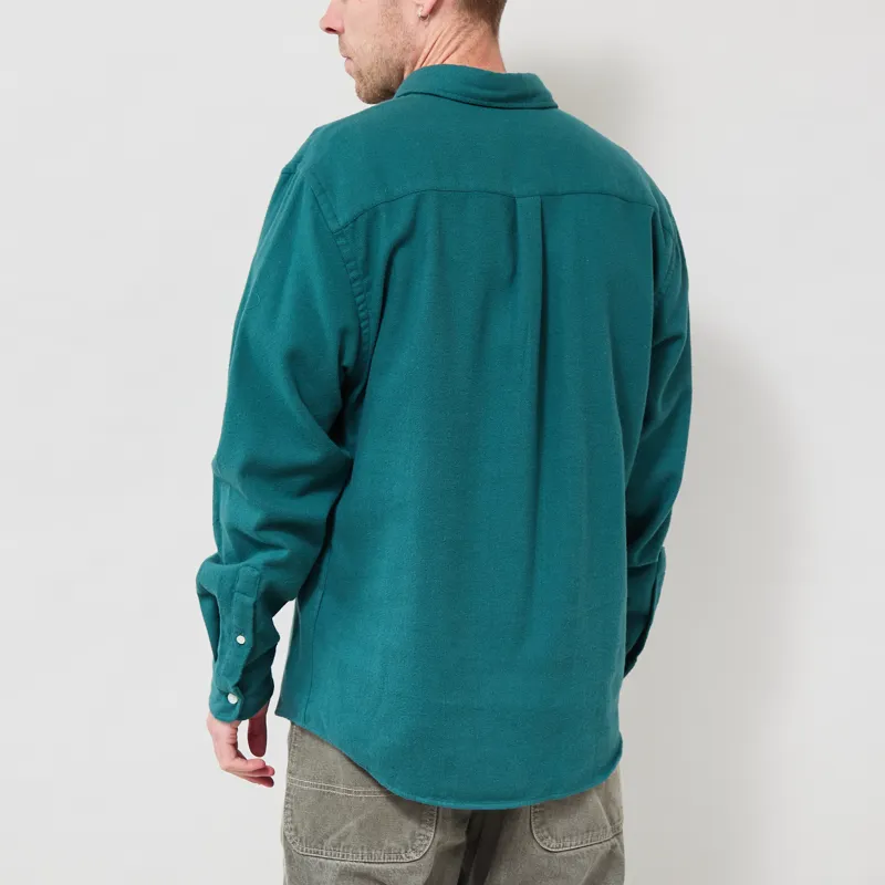 Colorful Standard Organic Flannel Shirt Ocean Green-2