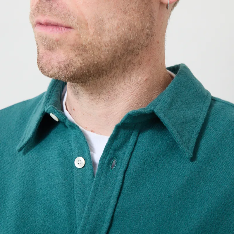 Colorful Standard Organic Flannel Shirt Ocean Green-3