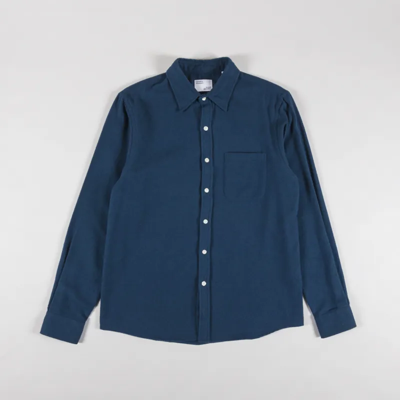 Colorful Standard Organic Flannel Shirt Petrol Blue