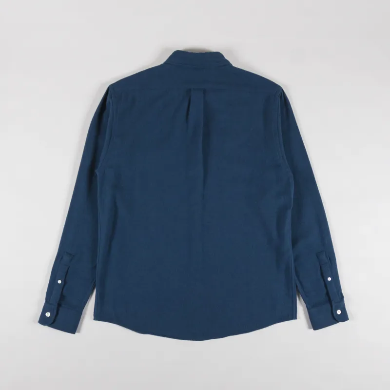 Colorful Standard Organic Flannel Shirt Petrol Blue-1