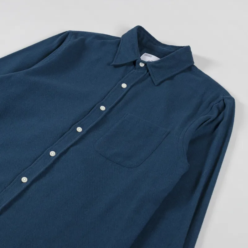 Colorful Standard Organic Flannel Shirt Petrol Blue-2