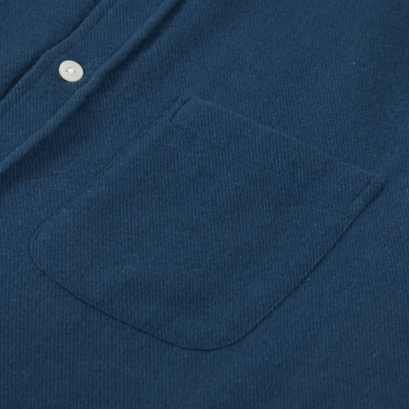 Colorful Standard Organic Flannel Shirt Petrol Blue-6