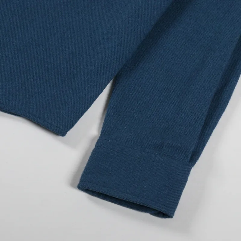 Colorful Standard Organic Flannel Shirt Petrol Blue-7