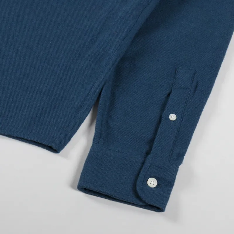 Colorful Standard Organic Flannel Shirt Petrol Blue-8