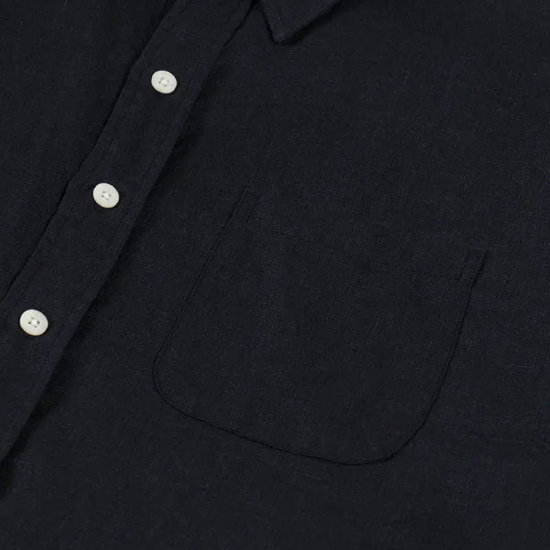 Colorful Standard Linen Short Sleeve Shirt Deep Black-5