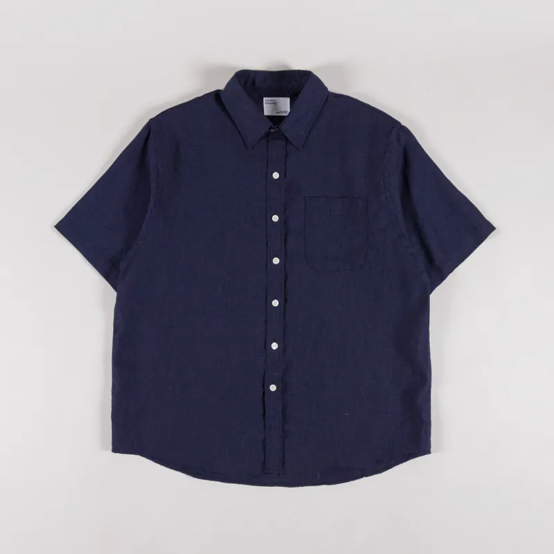 Colorful Standard Linen Short Sleeve Shirt Navy Blue