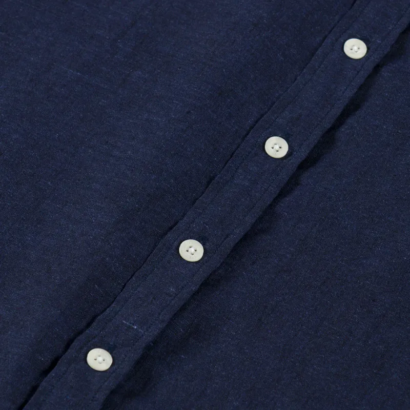 Colorful Standard Linen Short Sleeve Shirt Navy Blue-7