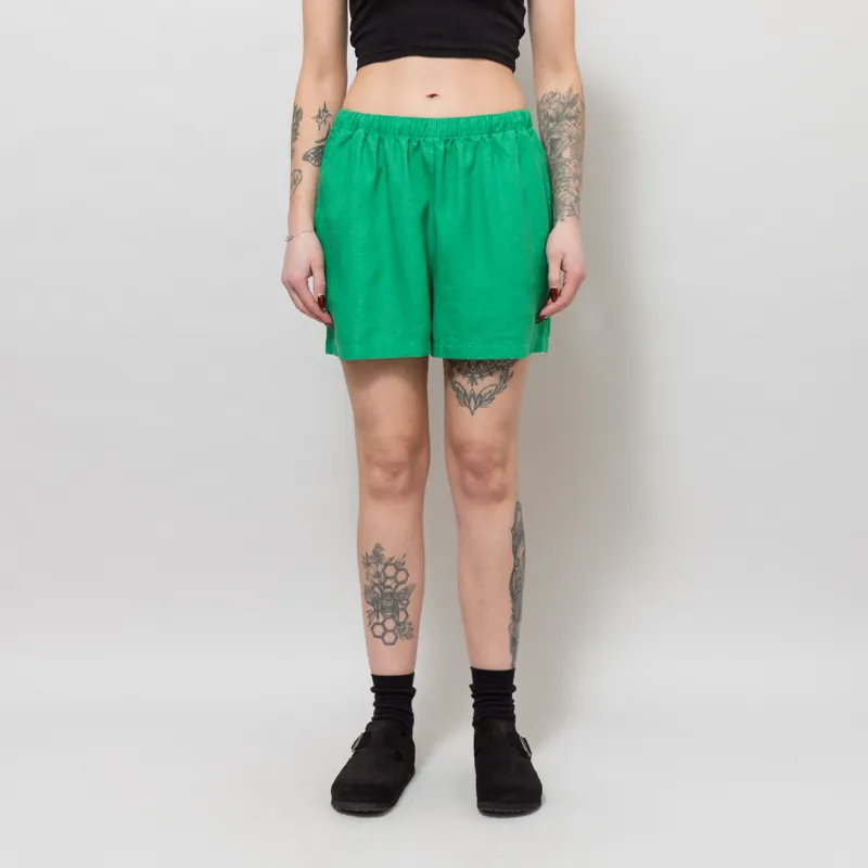 Colorful Standard Womens Linen Shorts Kelly Green