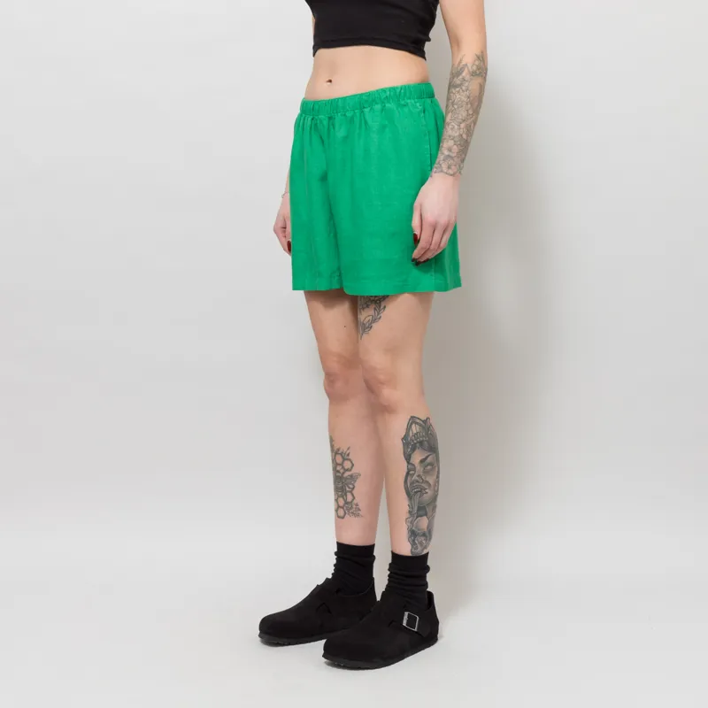 Colorful Standard Womens Linen Shorts Kelly Green-1