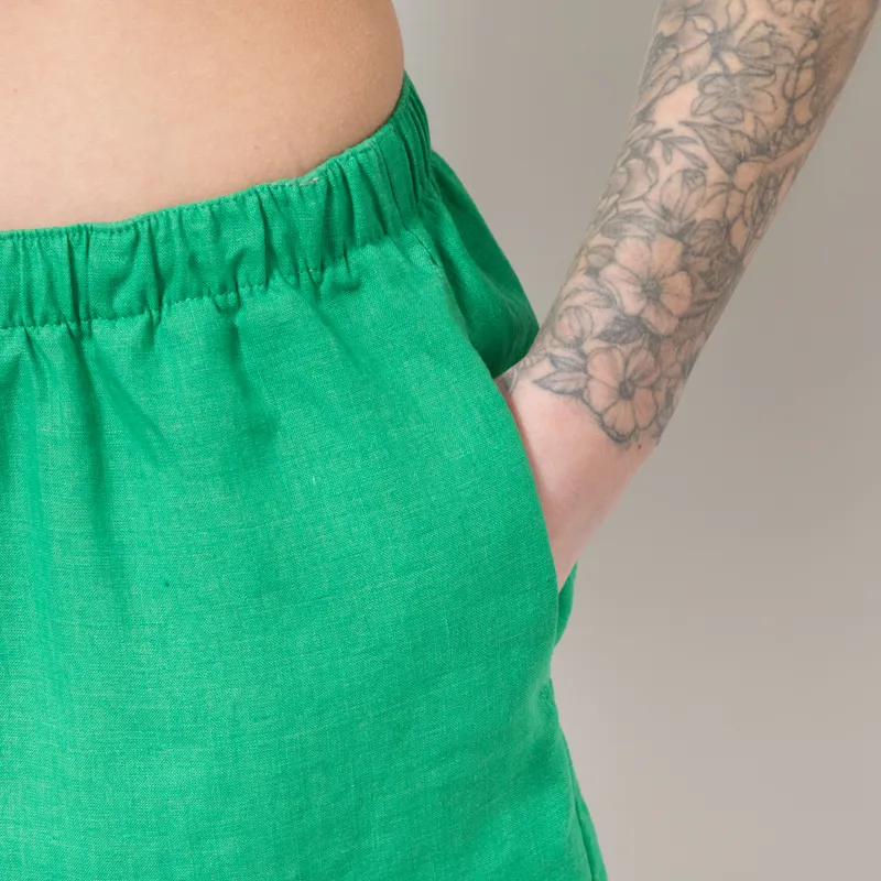 Colorful Standard Womens Linen Shorts Kelly Green-5
