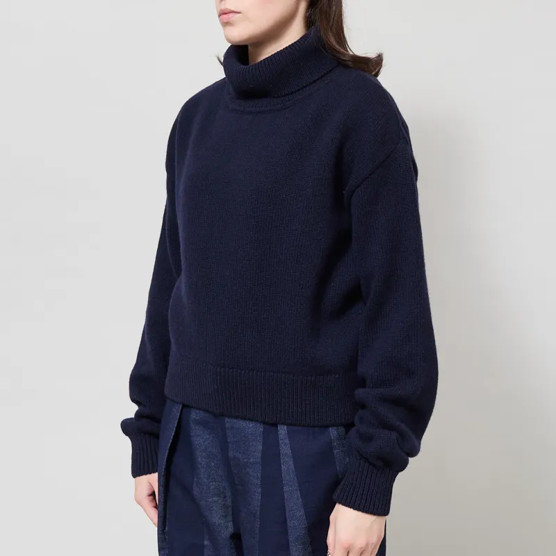 Colorful Standard Womens Merino Wool Turtleneck Navy-1