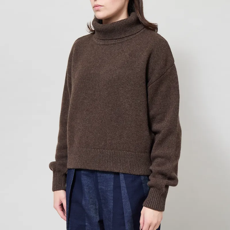 Colorful Standard Womens Merino Wool Turtleneck Coffee Brown