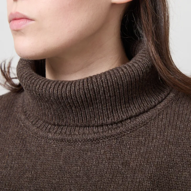 Colorful Standard Womens Merino Wool Turtleneck Coffee Brown-3