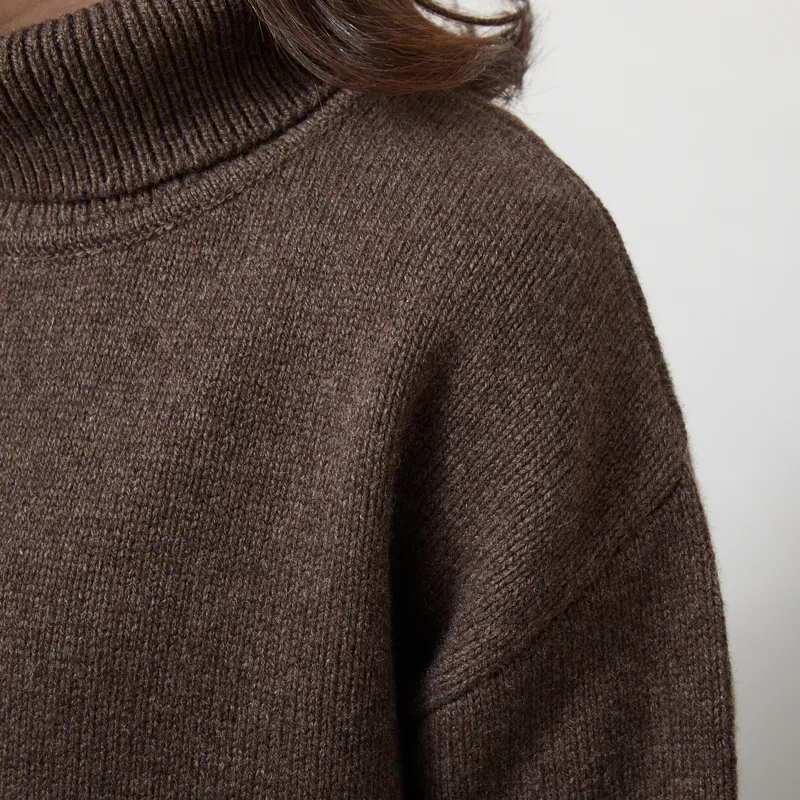 Colorful Standard Womens Merino Wool Turtleneck Coffee Brown-4