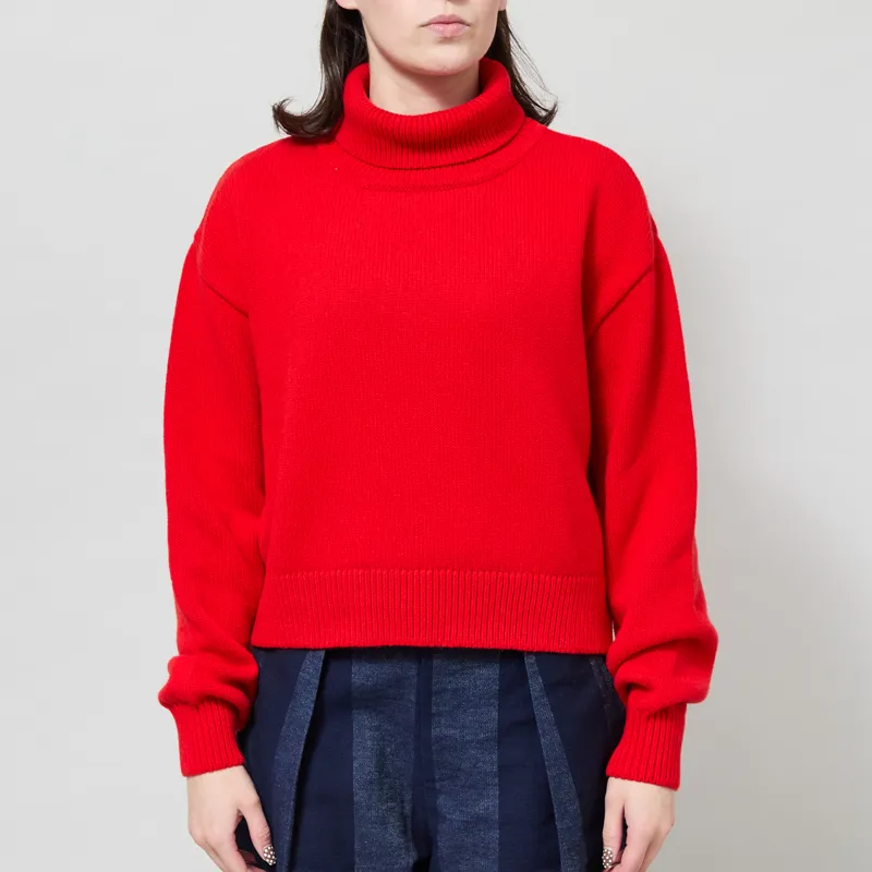 Colorful Standard Womens Merino Wool Turtleneck Red Tangerine