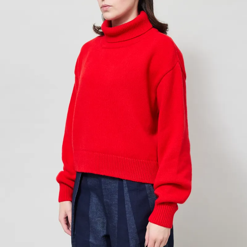 Colorful Standard Womens Merino Wool Turtleneck Red Tangerine-1