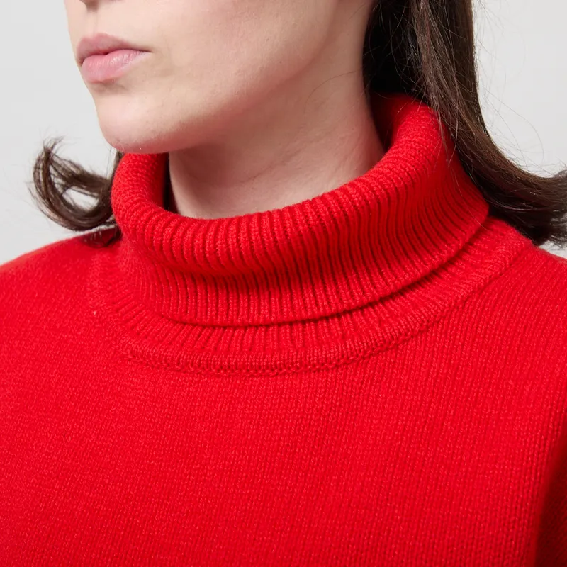 Colorful Standard Womens Merino Wool Turtleneck Red Tangerine-3