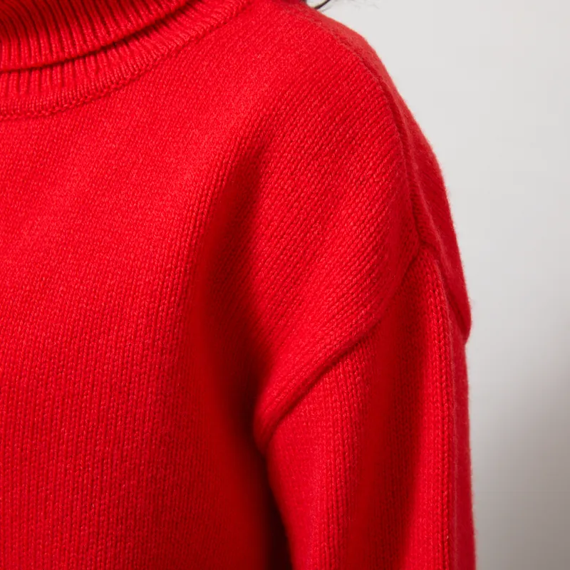 Colorful Standard Womens Merino Wool Turtleneck Red Tangerine-4