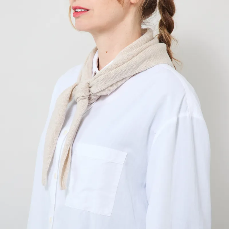 Colorful Standard Womens Merino Wool Triangle Scarf Ivory White-1