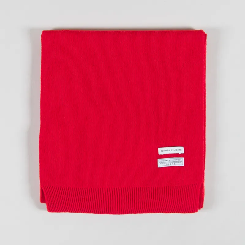 Colorful Standard Womens Merino Wool Scarf Red Tangerine-2