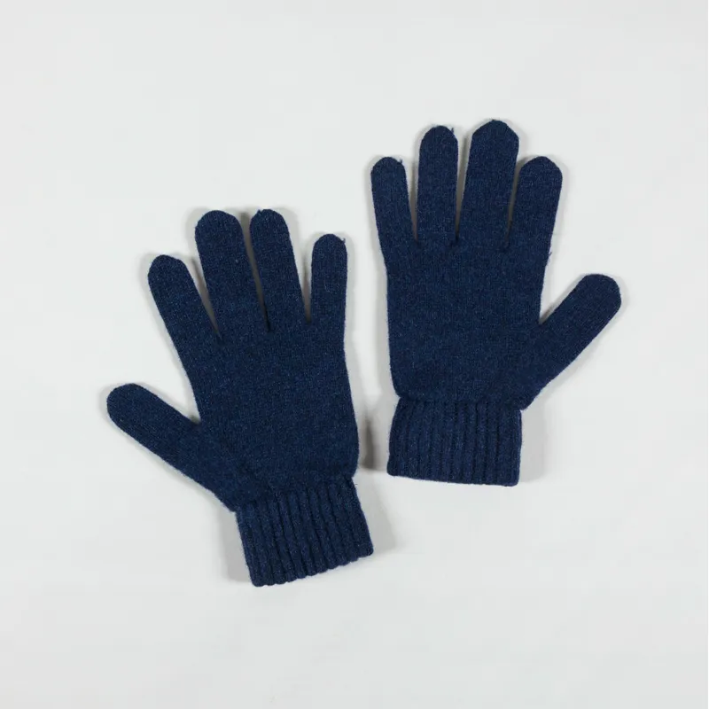 Colorful Standard Womens Merino Wool Gloves Marine Blue-1
