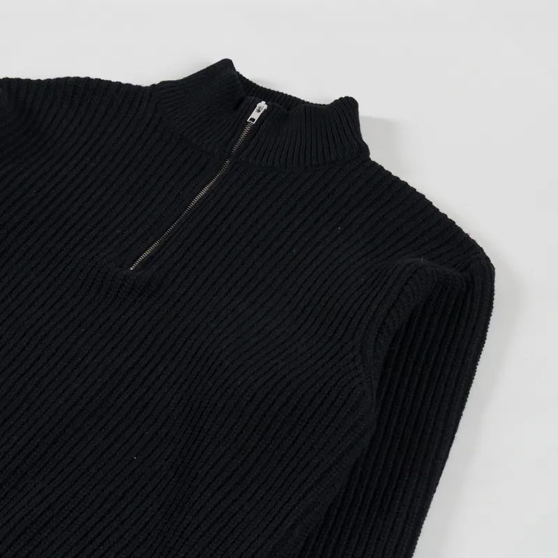 Colorful Standard Merino Quarter Zip Deep Black-2