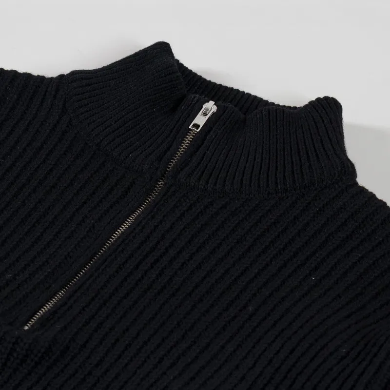 Colorful Standard Merino Quarter Zip Deep Black-4