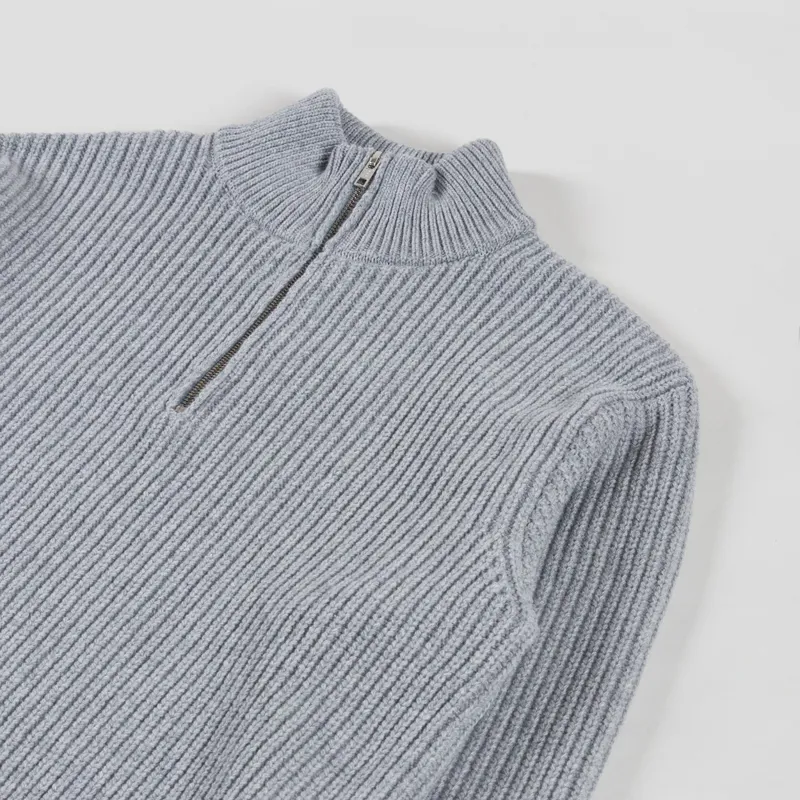 Colorful Standard Merino Quarter Zip Heather Grey-2