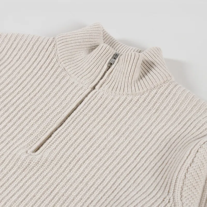 Colorful Standard Merino Quarter Zip Ivory White-4