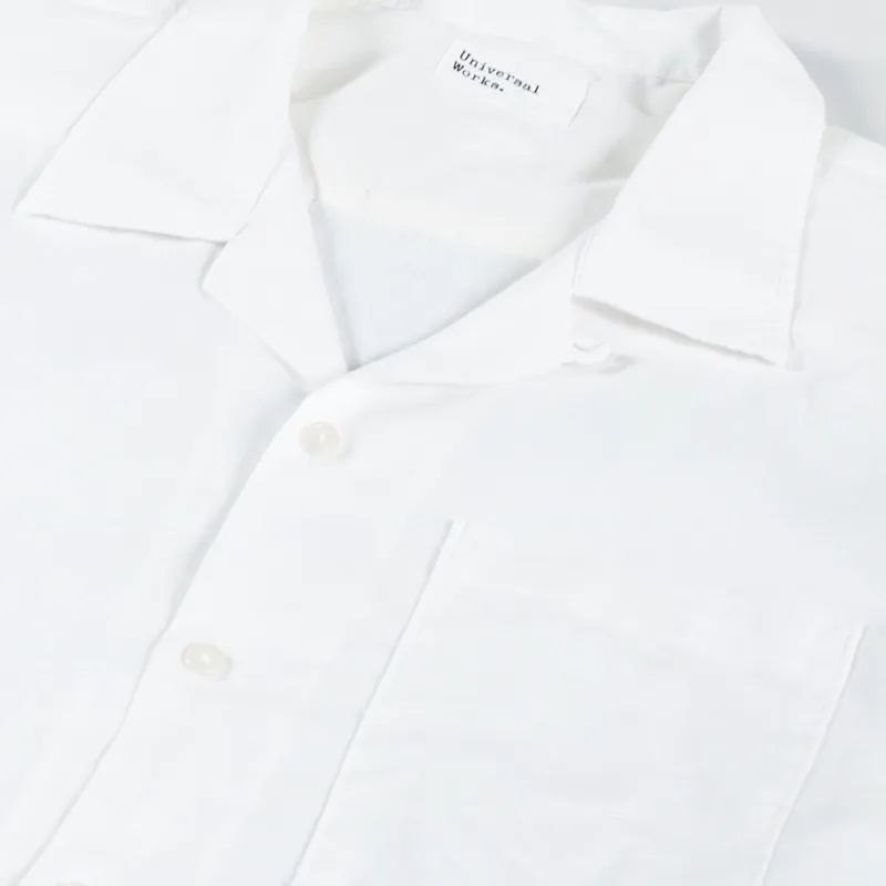 Universal Works Camp Shirt Linen Cot White-2