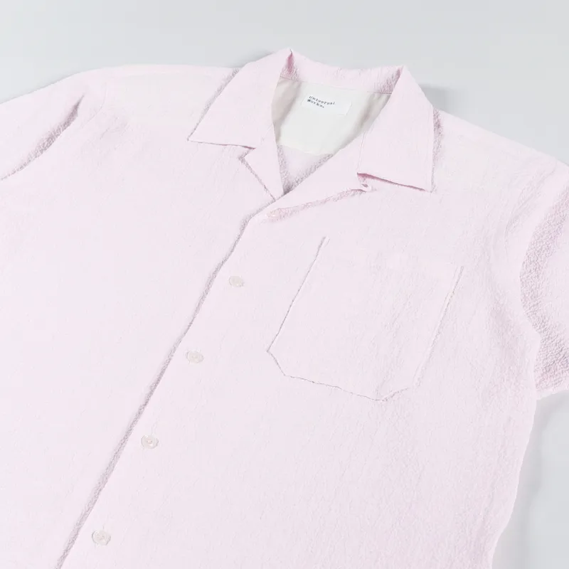 Universal Works Camp Shirt Seersucker Pink-2