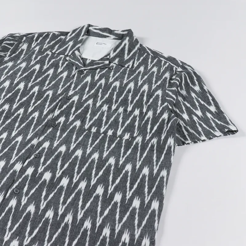 Universal Works Camp Shirt Grey Vee Ikat-2