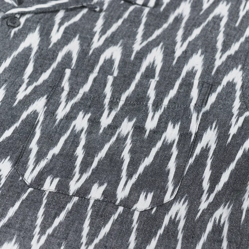 Universal Works Camp Shirt Grey Vee Ikat-5