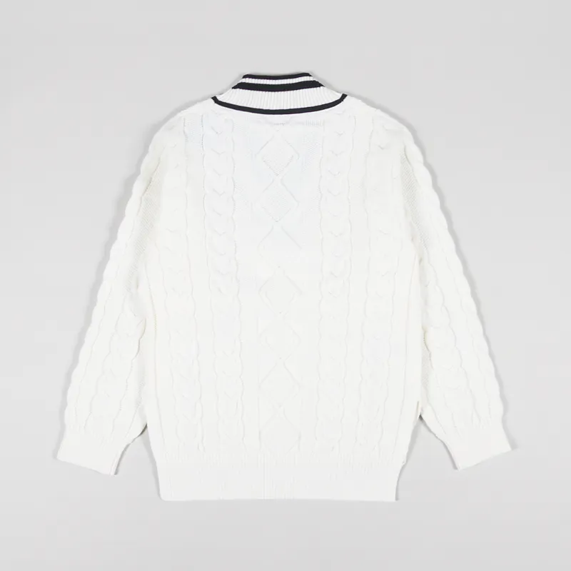 Fred Perry Womens Cable Knitted V-Neck Sweater White