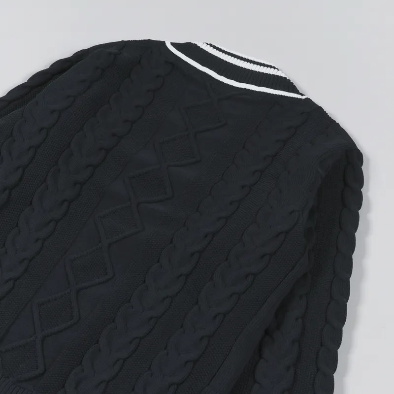 Fred Perry Womens Cable Knit V-Neck Jumper Navy-7