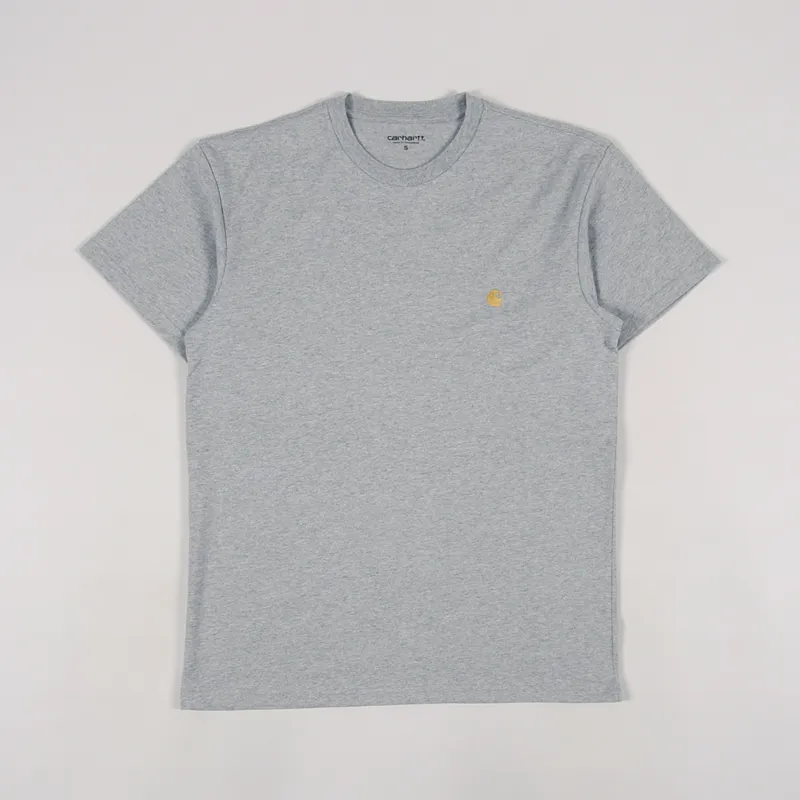 Carhartt WIP Chase T Shirt Grey Heather Gold