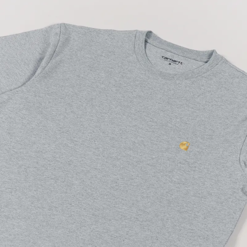 Carhartt WIP Chase T Shirt Grey Heather Gold-2