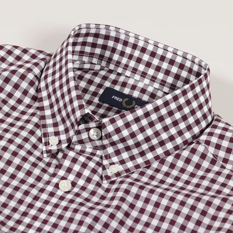 Fred Perry Gingham Short Sleeve Shirt Mahogany-2