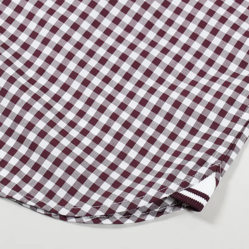 Fred Perry Gingham Short Sleeve Shirt Mahogany-5