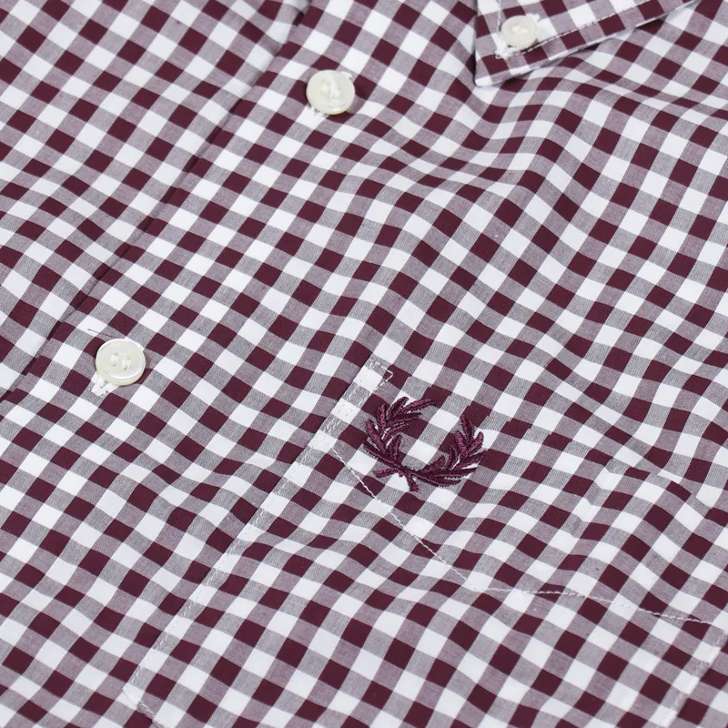 Fred Perry Gingham Short Sleeve Shirt Mahogany-3