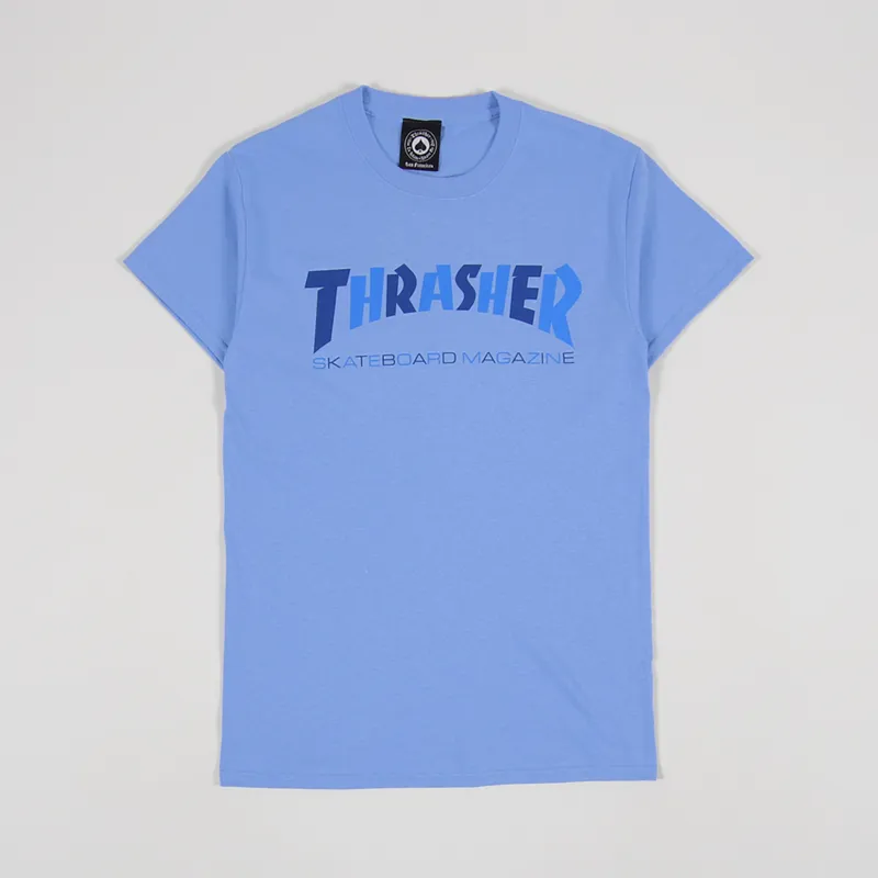 Thrasher Skateboard Magazine Mens Checkers T Shirt Carolina Blue