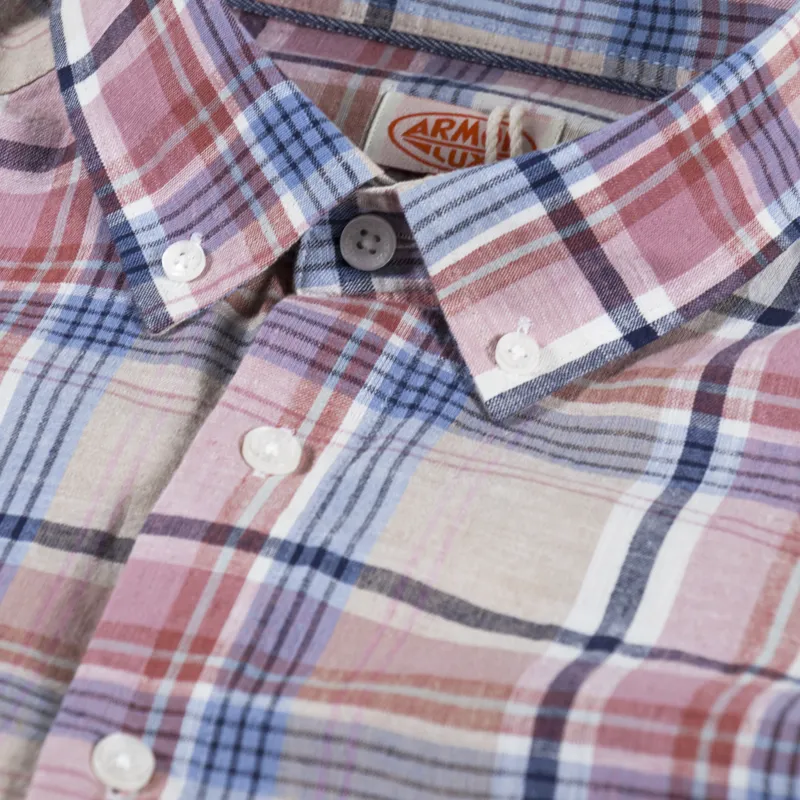 Armor Lux Check Shirt Carreaux Beige Antic Pink-2
