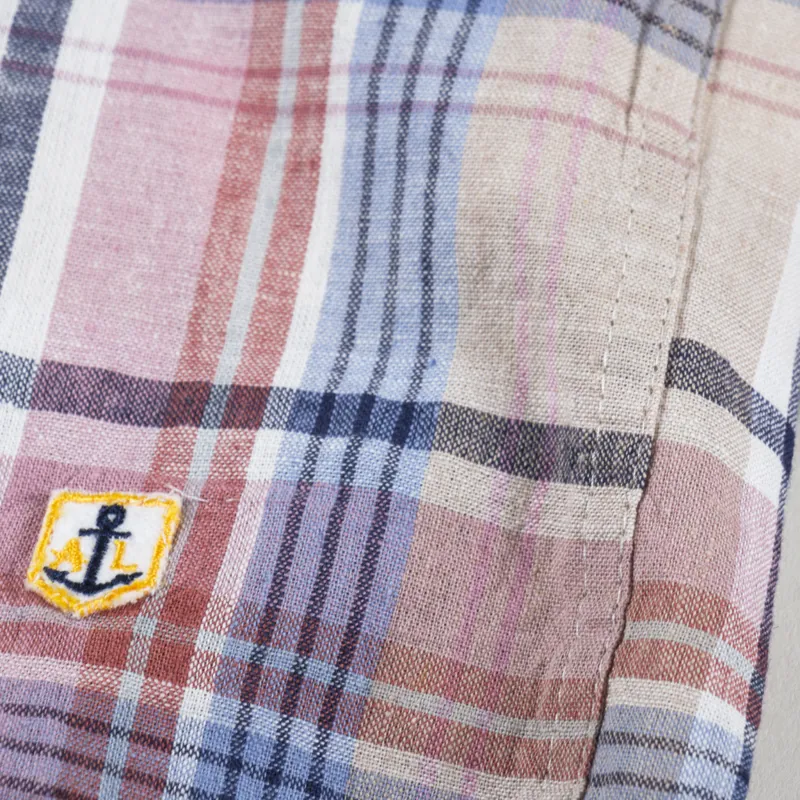 Armor Lux Check Shirt Carreaux Beige Antic Pink-4