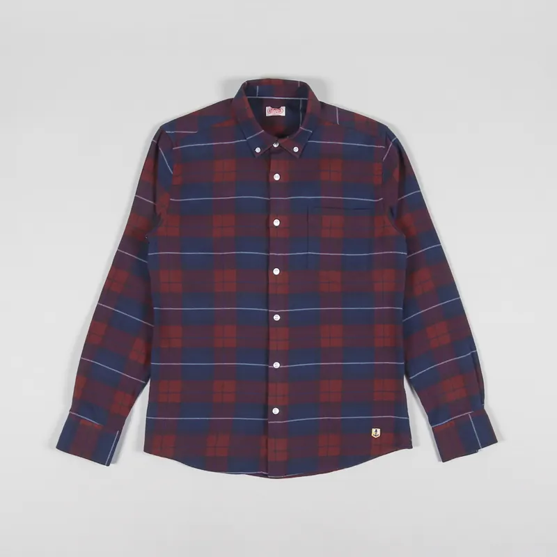 Armor Lux Flannel Shirt Navy Red