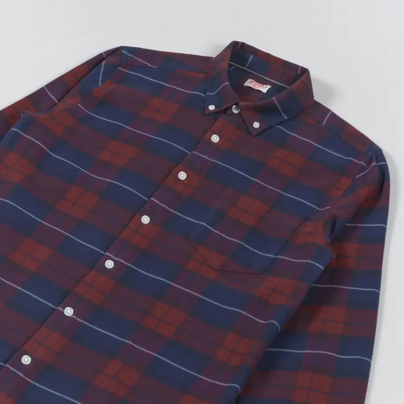 Armor Lux Flannel Shirt Navy Red-2