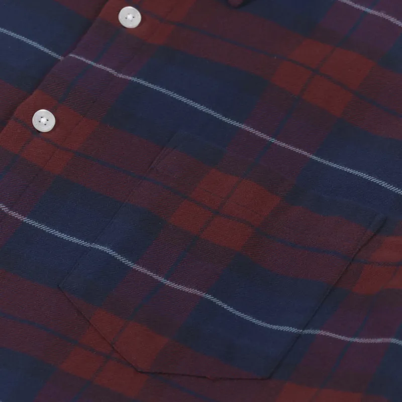 Armor Lux Flannel Shirt Navy Red-7